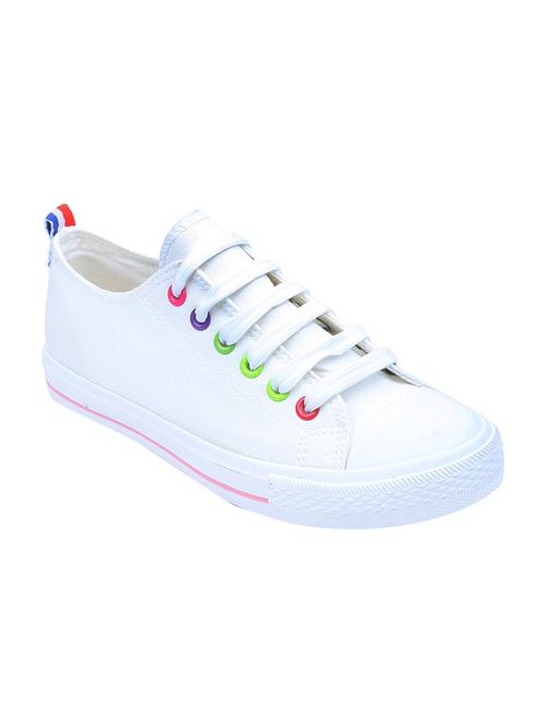 white fabric laceup sneakers - 14620063 - Very Small Image - 1