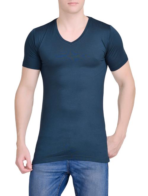 Navy Blue Viscose T-shirt - 14620414 - Very Small Image - 1