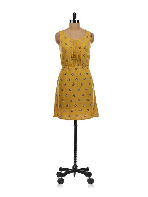 mustard yellow dress with zebra prints - 14624 - Very Small Image - 1