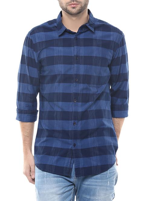 blue cotton casual shirt - 14626050 - Very Small Image - 1
