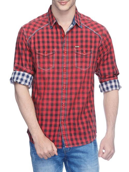 red cotton casual shirt - 14626051 - Very Small Image - 1