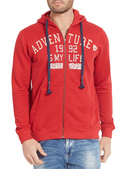 red cotton chest print sweatshirt - 14626072 - Very Small Image - 1