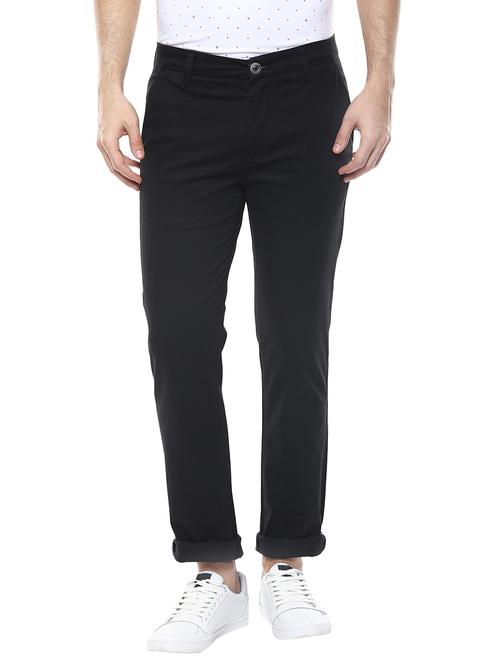 black cotton chinos casual trousers - 14626087 - Very Small Image - 1
