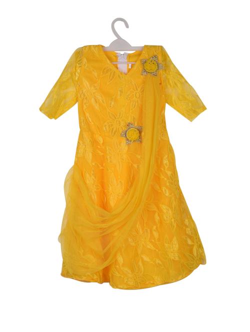 yellow net frock - 14626744 - Very Small Image - 1