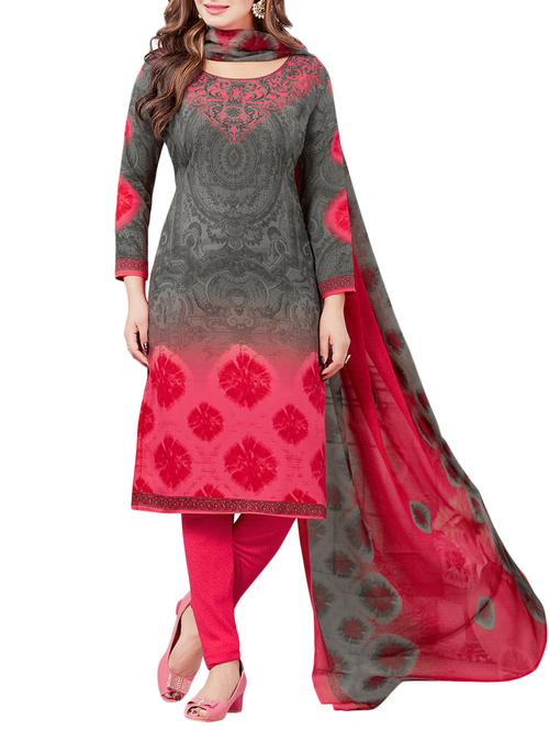 grey crepe churidaar suit dress material - 14627177 - Very Small Image - 1