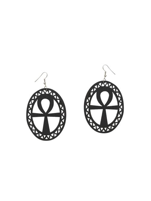 black wood drop earrings - 14627299 - Very Small Image - 1