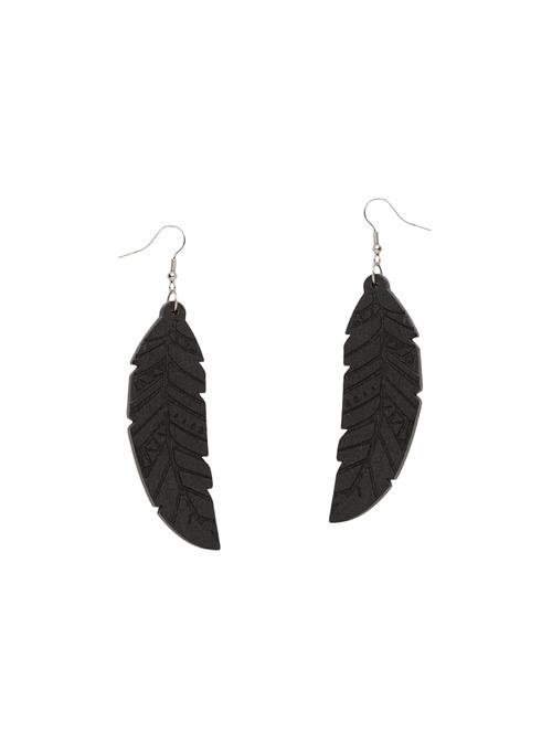 black wood drop earrings - 14627302 - Very Small Image - 1