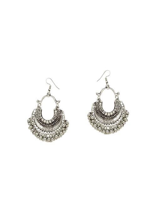 silver metal chandbali earrings - 14627313 - Very Small Image - 1