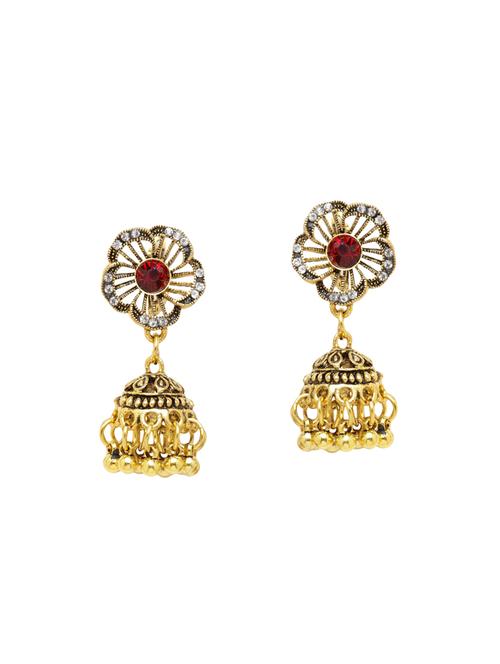 gold metal jhumka earrings - 14627319 - Very Small Image - 1