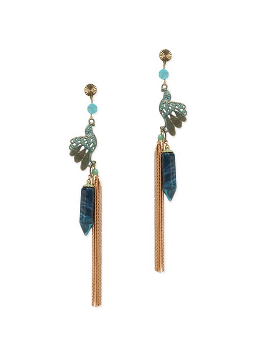 Gold Metal Drop Earrings - 14627336 - Very Small Image - 1