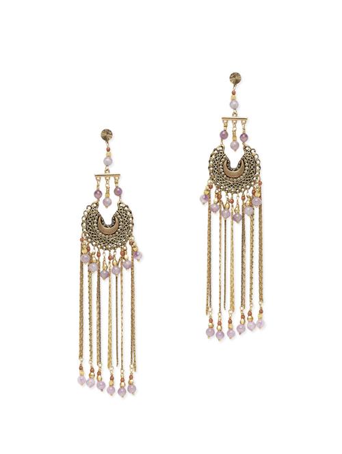 gold metal drop earrings - 14627339 - Very Small Image - 1