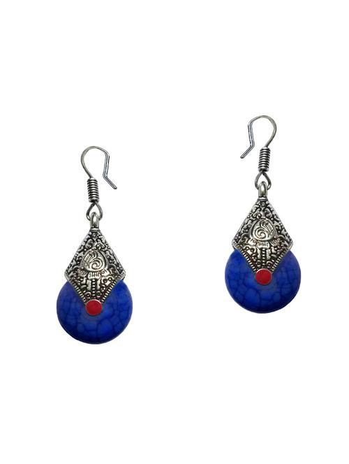 blue metal drop earrings - 14627403 - Very Small Image - 1