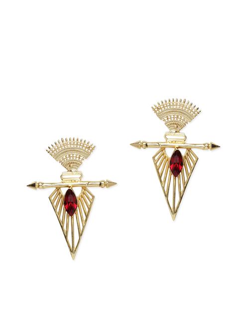 gold brass drop earrings - 14628631 - Very Small Image - 1