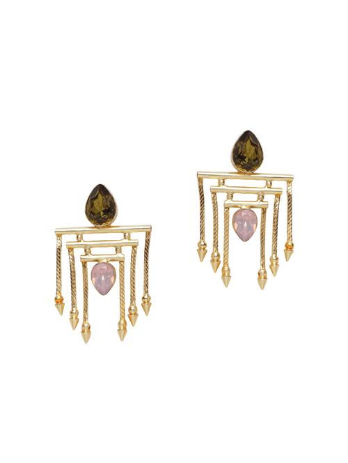 gold brass drop earrings - 14628643 - Very Small Image - 1