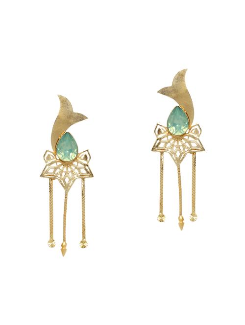 gold brass drop earrings - 14628666 - Very Small Image - 1