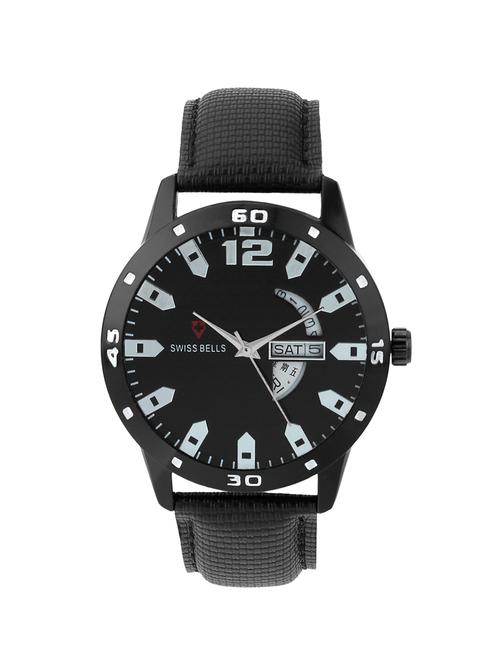 Svviss Bells Black Leather Strap Day And Date Multifunction Wrist Watch For Men - Sb-968 - 14629408 - Very Small Image - 1