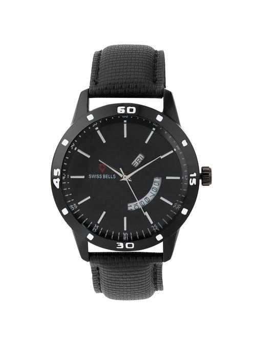 Svviss Bells Black Leather Strap Day and Date Multifunction Wrist Watch for Men - SB-969 - 14629409 - Very Small Image - 1