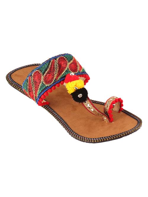 red one toe  kolhapuri - 14629449 - Very Small Image - 1
