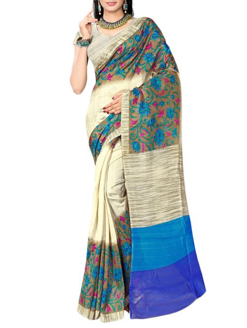 beige bhagalpuri saree with blouse - 14629565 - Very Small Image - 1