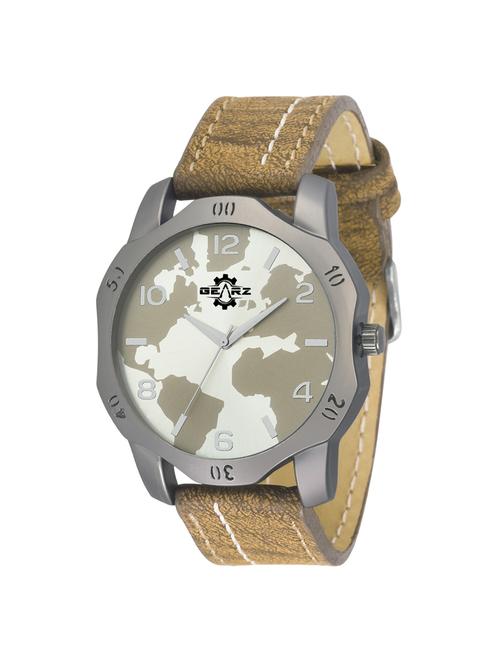gearz watches for men with antique finish case & world map dial - 14630071 - Very Small Image - 1