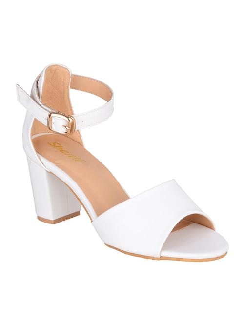 White Faux Leather Ankle Strap Sandals - 14631787 - Very Small Image - 1