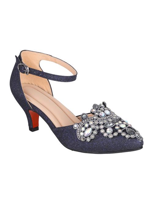 Navy Faux Leather Ankle Strap Sandals - 14631791 - Very Small Image - 1