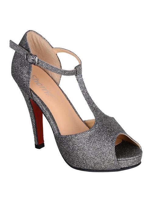 grey faux leather ankle strap sandals - 14631793 - Very Small Image - 1
