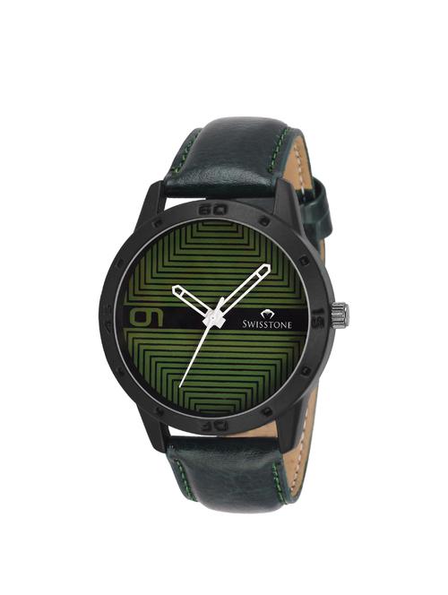 swisstone ftrek079-grn green leather strap wrist watch for men - 14633378 - Very Small Image - 1
