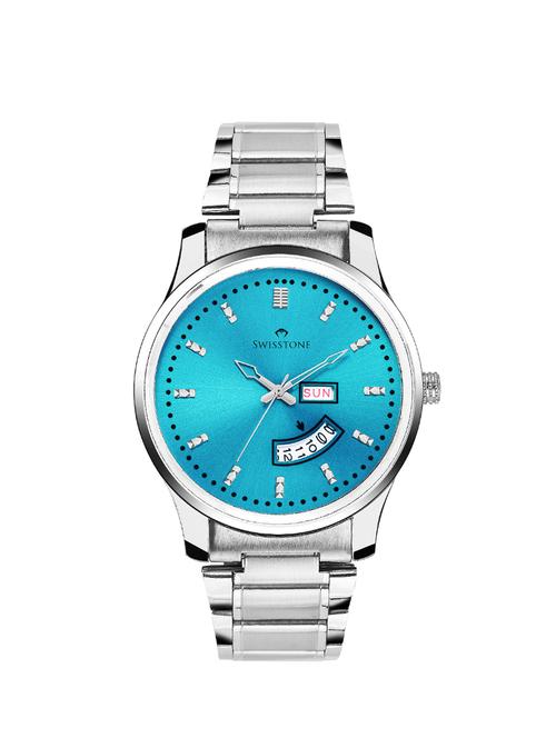 swisstone g130blu day date display stainless steel chain wrist watch for men - 14633391 - Very Small Image - 1