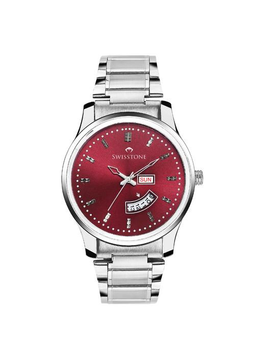 Swisstone G130wyn Day Date Display Stainless Steel Chain Wrist Watch For Men - 14633393 - Very Small Image - 1