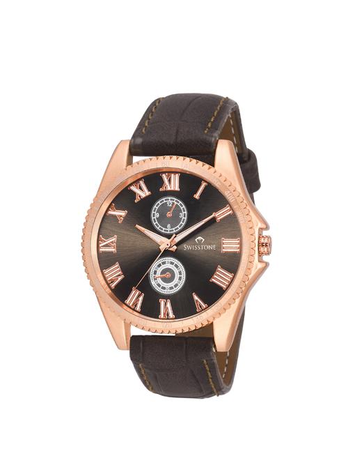 swisstone g8148 brown strap wrist watch for men - 14633401 - Very Small Image - 1