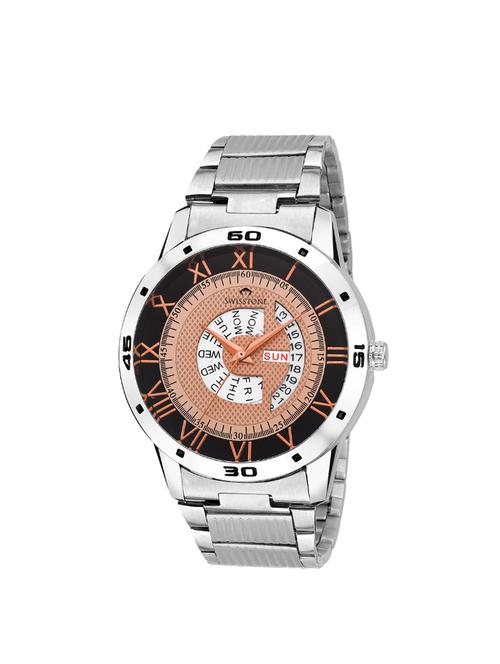 swisstone wt099-cp day date display stainless steel chain wrist watch for men - 14633405 - Very Small Image - 1