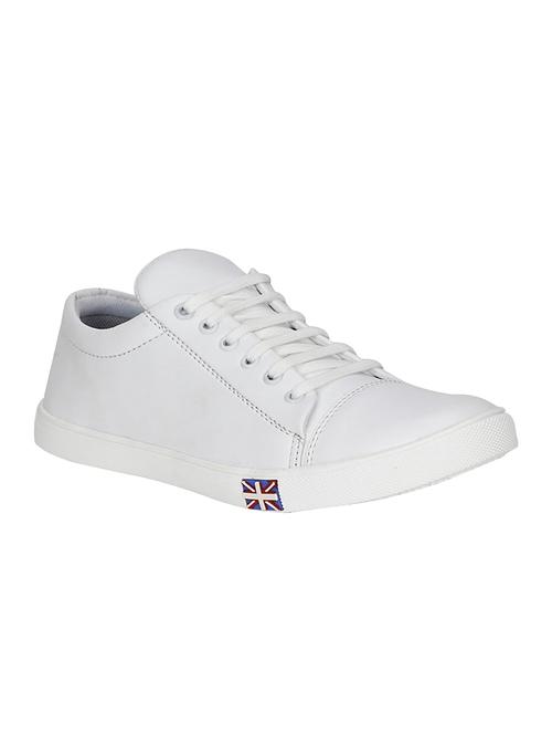 white leatherette lace up sneaker - 14633717 - Very Small Image - 1
