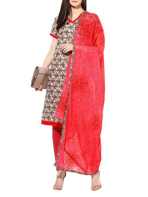 brown churidaar suits dress material - 14634446 - Very Small Image - 1