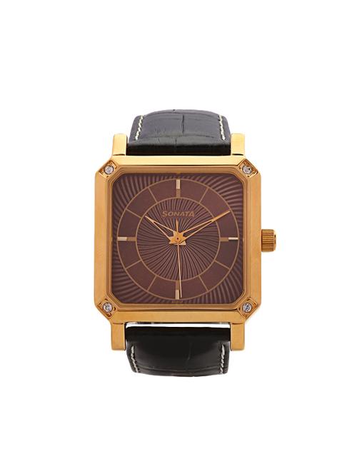 sonata analog brown dial men's watch - 7087yl02 - 14635012 - Very Small Image - 1