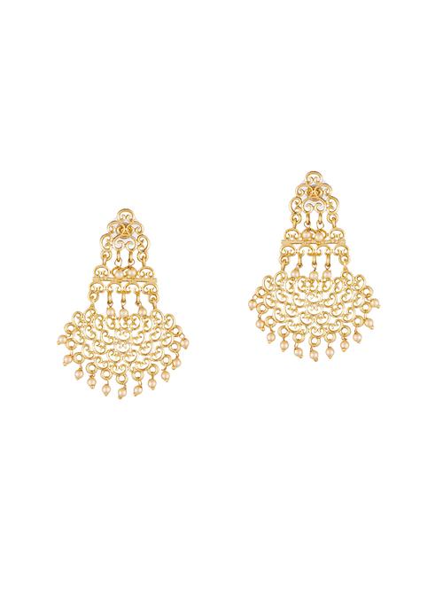gold metal chandellier earrings - 14636492 - Very Small Image - 1