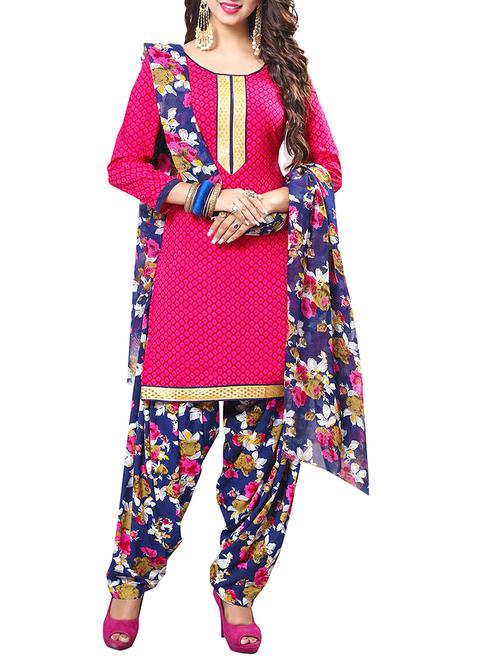 pink patiyala unstitched suit - 14637607 - Very Small Image - 1