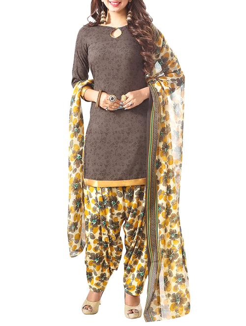 brown patiyala  suit unstitched suit - 14637611 - Very Small Image - 1