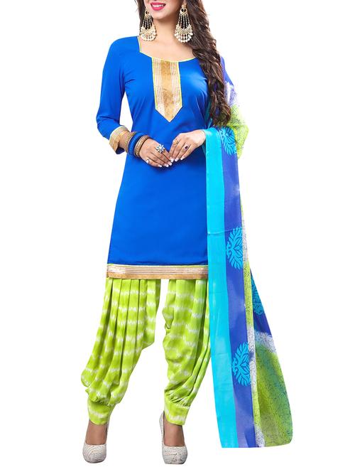 blue unstitched patiyala suit - 14637617 - Very Small Image - 1
