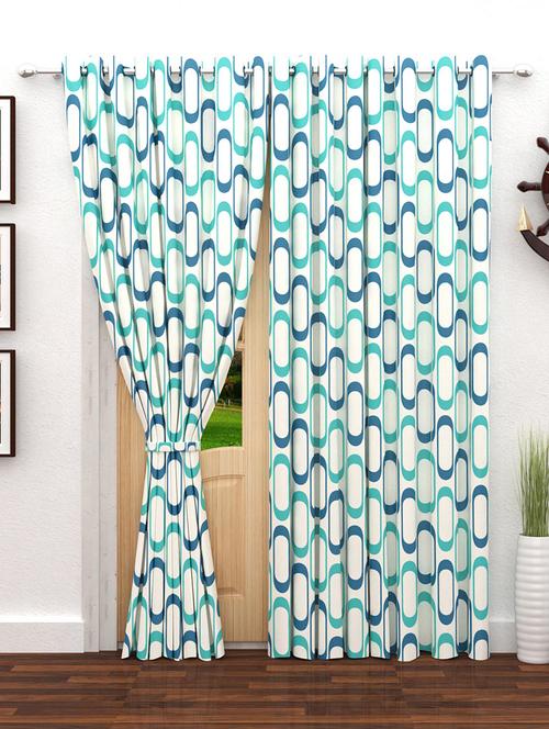 blue 2 pc door curtain-7 feet - 14637645 - Very Small Image - 1