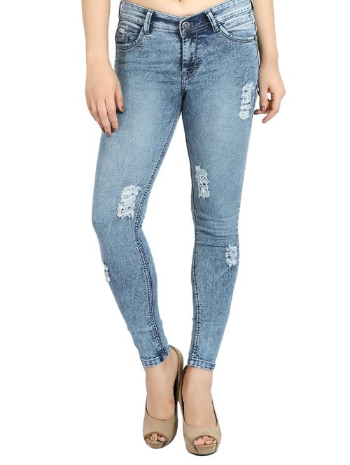 blue denim distressed jeans - 14638371 - Very Small Image - 1