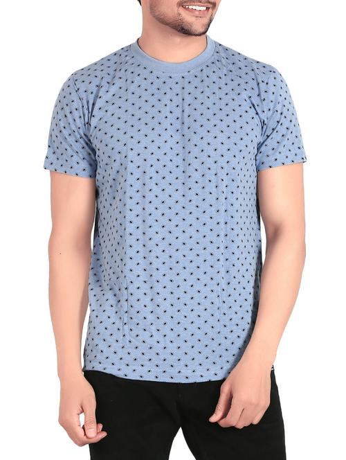 blue cotton all over print tshirt - 14639106 - Very Small Image - 1