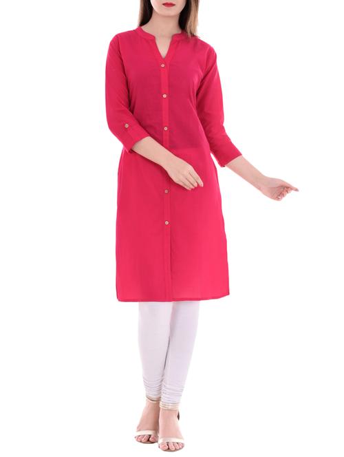 pink cotton straight solidkurta - 14640684 - Very Small Image - 1
