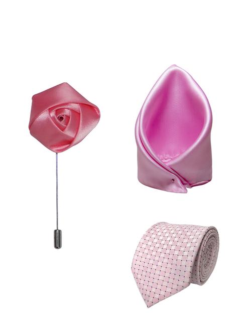 pink micro fiber tie with lapelpin and handkerchief - 14641304 - Very Small Image - 1