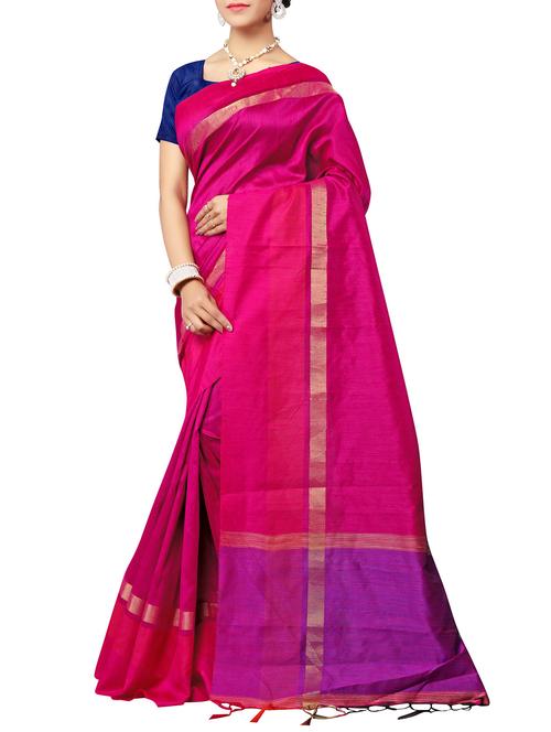 pink bordered saree with blouse - 14642052 - Very Small Image - 1