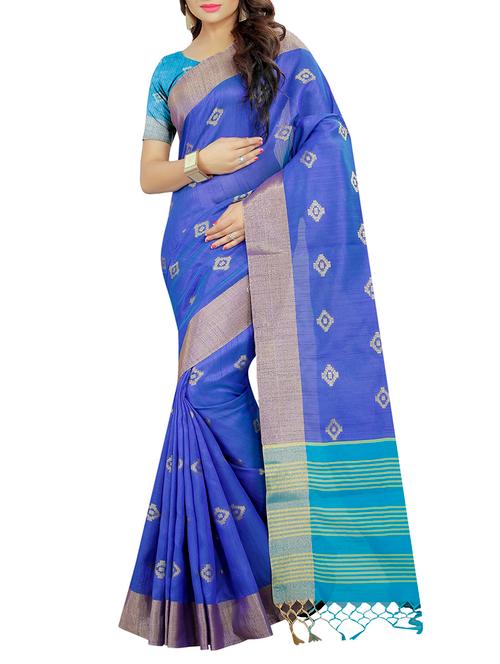 blue art silk woven saree with blouse - 14642792 - Very Small Image - 1