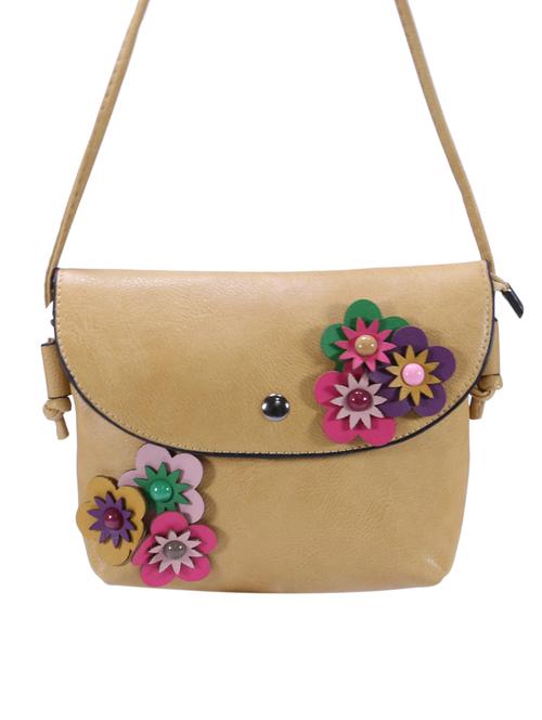 beige leatherette  regular sling bag - 14645850 - Very Small Image - 1