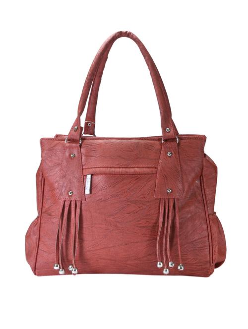 Red Leatherette Regular Handbag - 14645926 - Very Small Image - 1