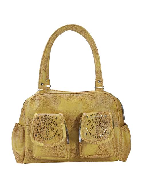 Yellow Leatherette Regular Handbag - 14645948 - Very Small Image - 1