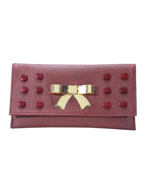 maroon leatherette regular clutch - 14646039 - Very Small Image - 1